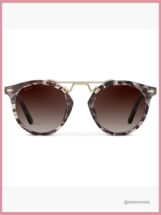 Polarized Round Retro Double-Bridge Sunglasses, Polycarbonate & Stainless Steel main image 6